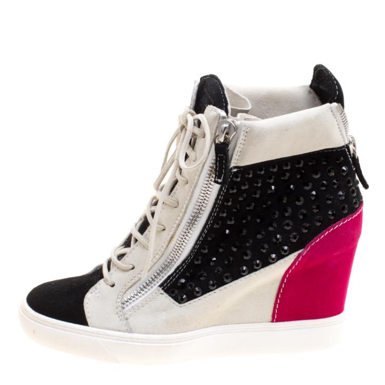 مملوكة مسبقًا Giuseppe Zanotti Multicolor Studded Suede Lamay High Top Sneakers Size 40