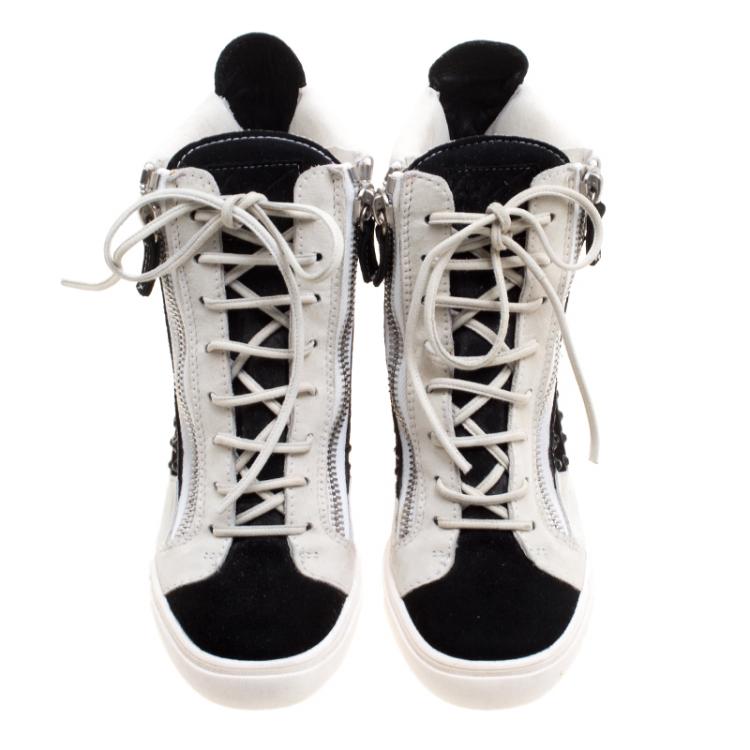 مملوكة مسبقًا Giuseppe Zanotti Multicolor Studded Suede Lamay High Top Sneakers Size 40