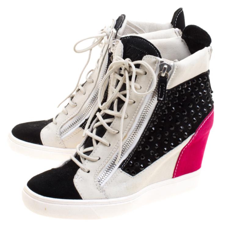 مملوكة مسبقًا Giuseppe Zanotti Multicolor Studded Suede Lamay High Top Sneakers Size 40