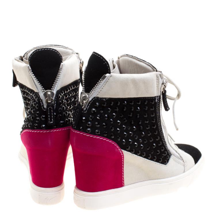 مملوكة مسبقًا Giuseppe Zanotti Multicolor Studded Suede Lamay High Top Sneakers Size 40