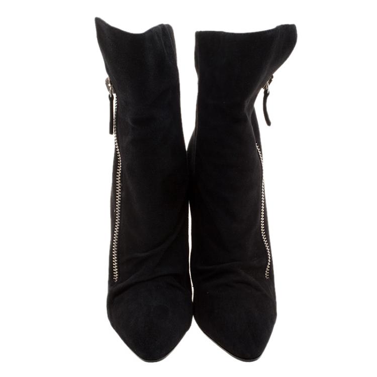 مملوكة مسبقًا Giuseppe Zanotti Black Suede Wedge Ankle Boots Size 41