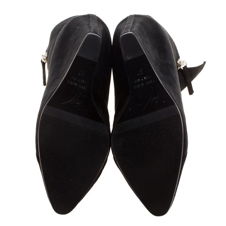 Pre Owned Giuseppe Zanotti Black Suede Wedge Ankle Boots Size 37