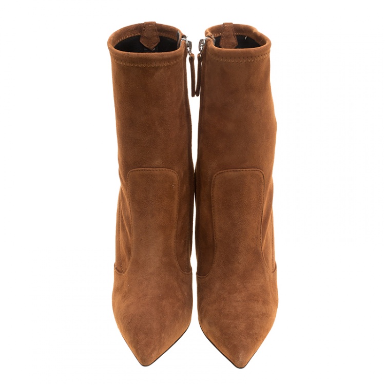 Pre Owned Giuseppe Zanotti Brown Suede Ankle Boots Size 38