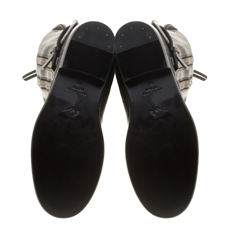مملوكة مسبقًا Giuseppe Zanotti Black Leather Zip Trimmed Cobain Knee Boots Size 36