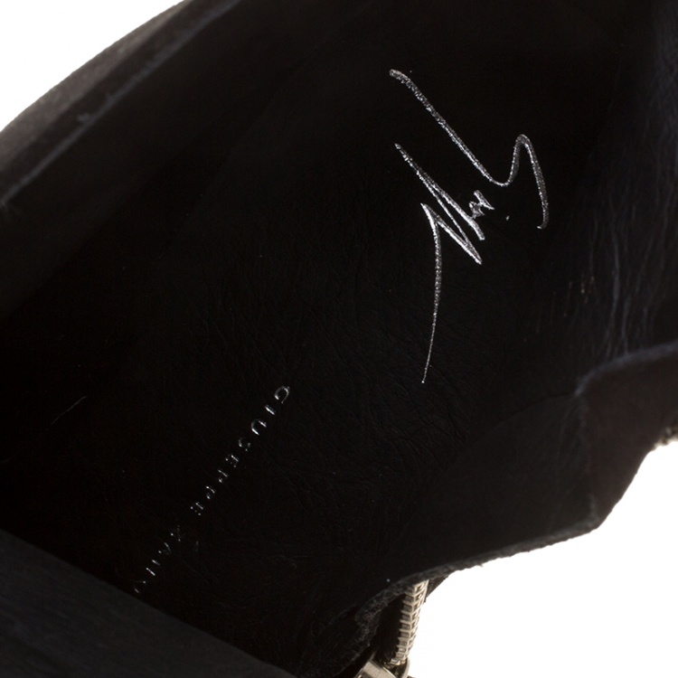 Pre Owned Giuseppe Zanotti Black Suede Guns 55 Zip Detail Ankle Boots Size 40