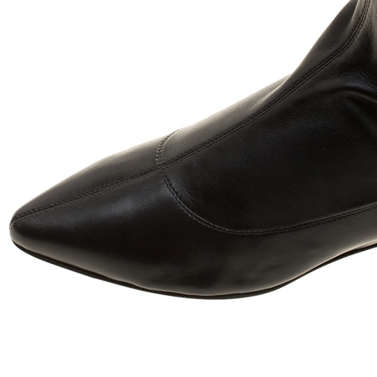 مملوكة مسبقًا Giuseppe Zanotti Black Leather Pointed Toe Wedge Over the Knee Boots Size 36