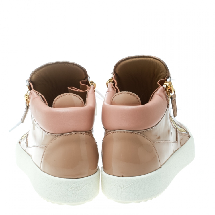مملوكة مسبقًا Giuseppe Zanotti Blush Pink Patent Leather London High Top Sneakers Size 41
