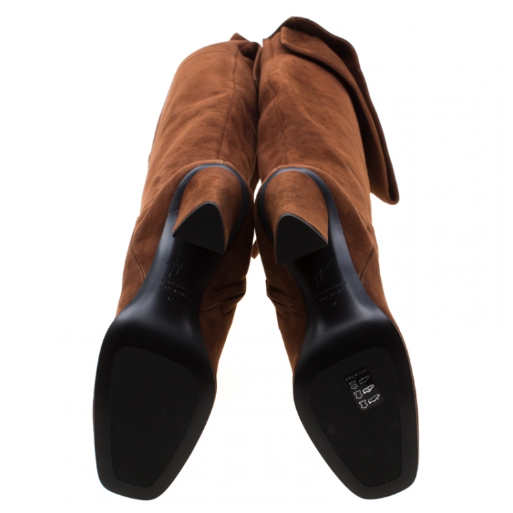 Pre Owned Giuseppe Zanotti Brown Suede Alabama Over The Knee Boots Size 37