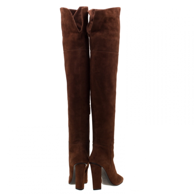 Pre Owned Giuseppe Zanotti Brown Suede Alabama Over The Knee Boots Size 37