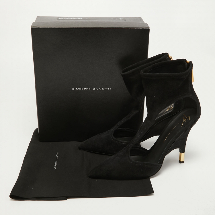 Pre Owned Giuseppe Zanotti Black Suede T-strap Cut Out Ankle Booties Size 41 