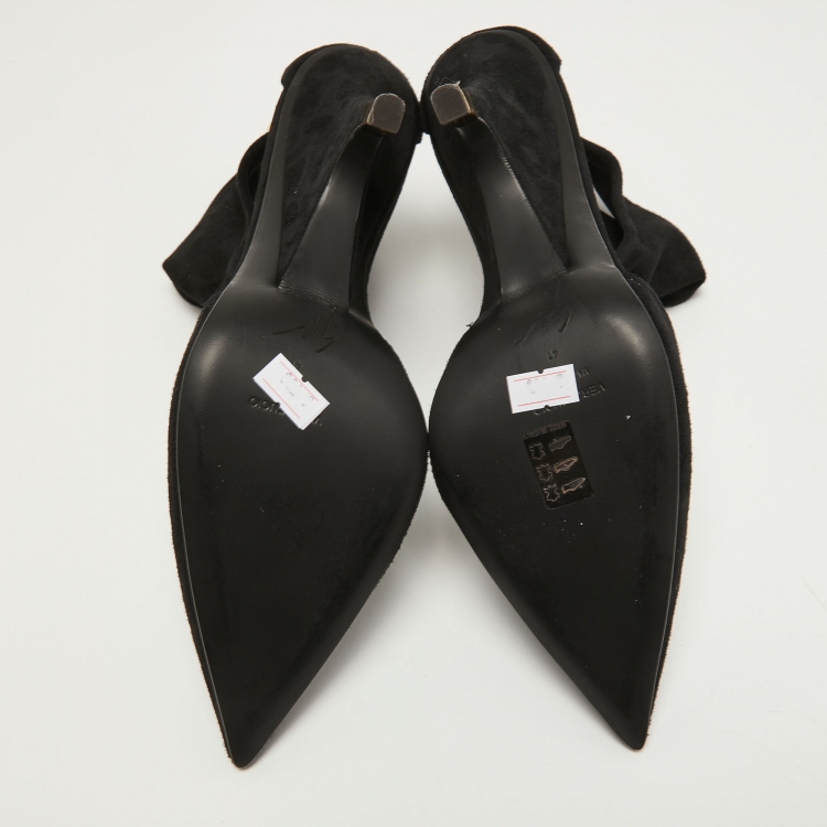 Pre Owned Giuseppe Zanotti Black Suede T-strap Cut Out Ankle Booties Size 41 