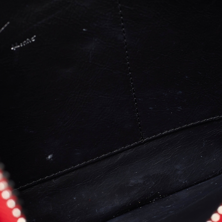Pre Owned Giuseppe Zanotti Red Leather Logo Zip Slim Pouch