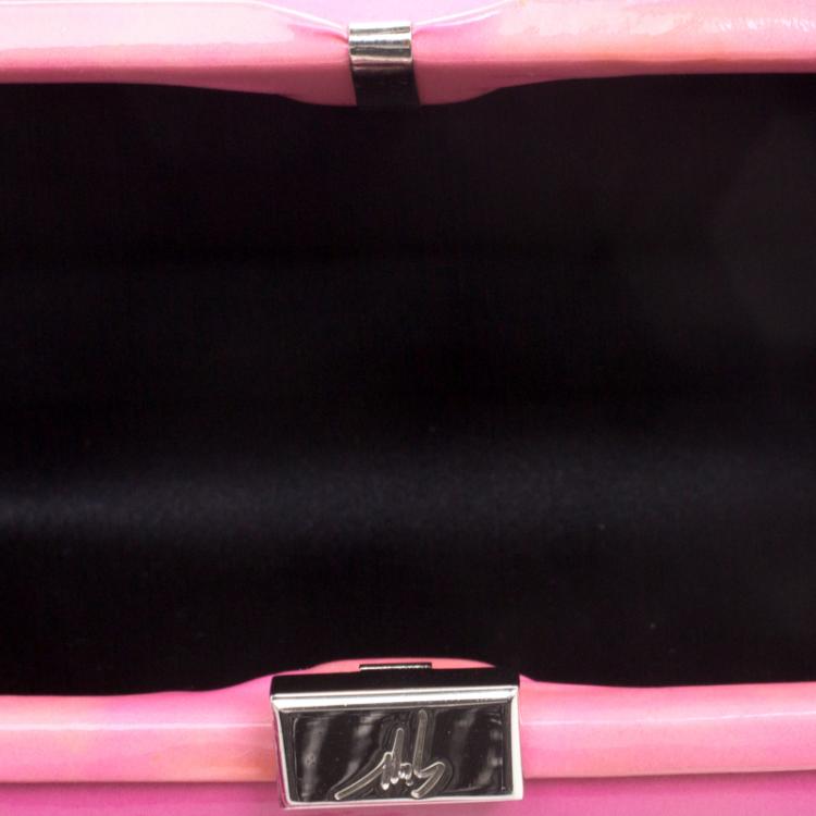 Pre Owned Giuseppe Zanotti Pink Patent Leather Tassel Box Clutch