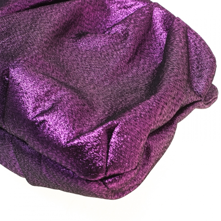 Pre Owned Giuseppe Zanotti Purple Metallic Jacquard Fabric Shark Tooth Clutch