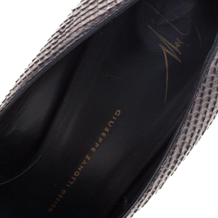 Pre Owned Giuseppe Zanotti Brown Metallic Python Leather Pointed Toe Pumps Size 41