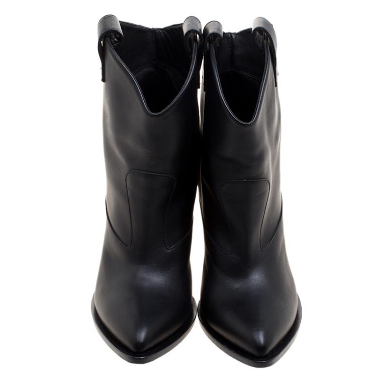 Pre Owned Giuseppe Zanotti Black Leather Pointed Toe Boots Size 41