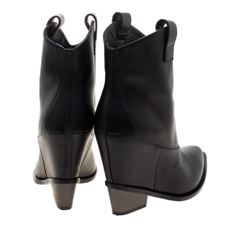 Pre Owned Giuseppe Zanotti Black Leather Pointed Toe Boots Size 41
