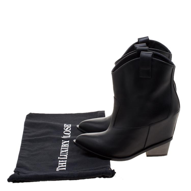 Pre Owned Giuseppe Zanotti Black Leather Pointed Toe Boots Size 41