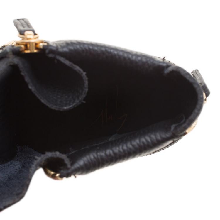 Pre Owned Giuseppe Zanotti Black Leather Hidden Wedge Sneakers Size 36