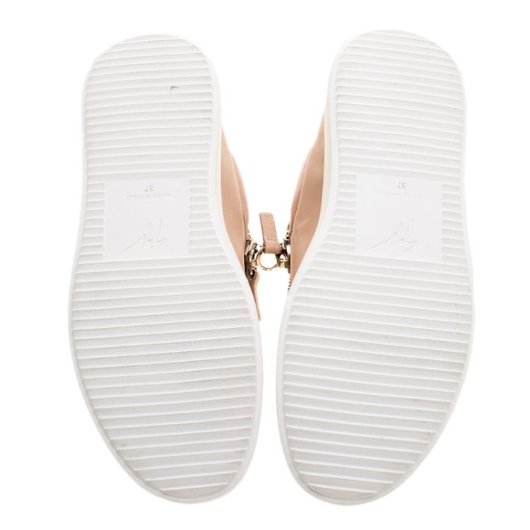 Pre Owned Giuseppe Zanotti Beige Leather and Suede Sneakers Size 37