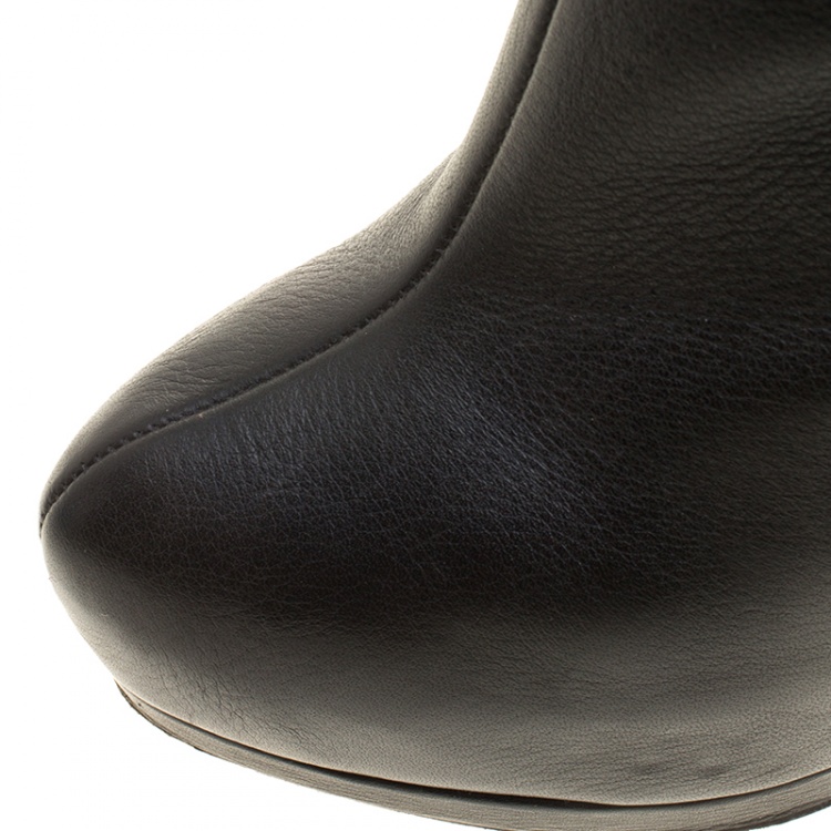 Pre Owned Giuseppe Zanotti Black Leather Knee High Platform Boots Size 40