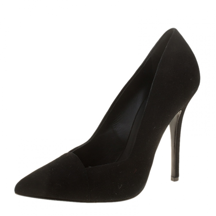 Pre Owned Giuseppe Zanotti Black Suede Pointed Toe Pumps Size 39