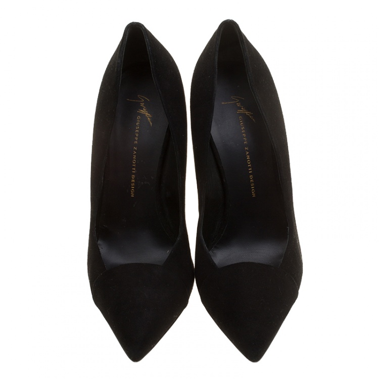 Pre Owned Giuseppe Zanotti Black Suede Pointed Toe Pumps Size 39