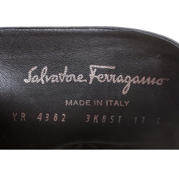 Pre Owned Salvatore Ferragamo Black Cutout Leather Eyelet Knee Boots Size 41.5