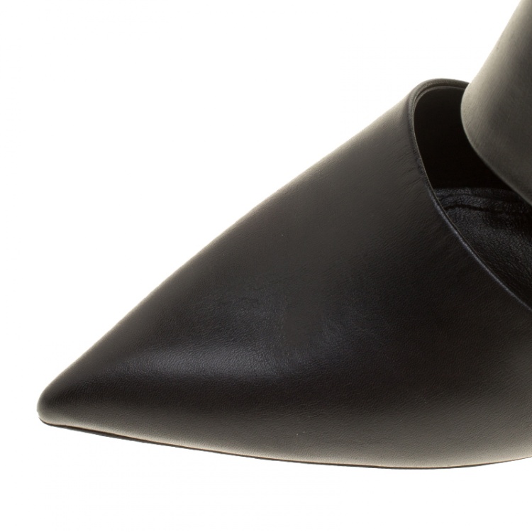 Pre Owned Salvatore Ferragamo Black Cutout Leather Eyelet Knee Boots Size 41.5