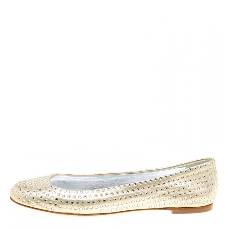 gold studded flats