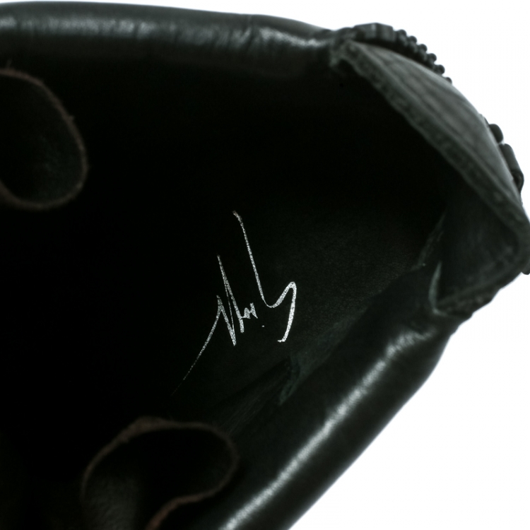 مملوكة مسبقًا Giuseppe Zanotti Black Leather Jennifer Wedge Sneakers Size 41