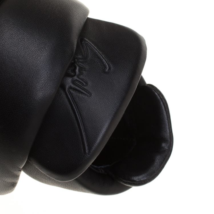 Pre Owned Giuseppe Zanotti Black Leather Puff Double Sneakers Size 38.5