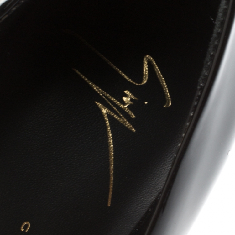 مملوكة مسبقًا Giuseppe Zanotti Black Patent Leather Peep Toe Platform Pumps Size 39