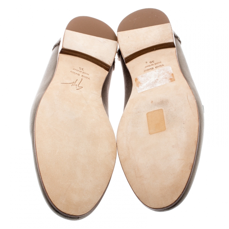 مملوكة مسبقًا Giuseppe Zanotti Beige Satin Letizia Crystal Embellished Loafers Size 36