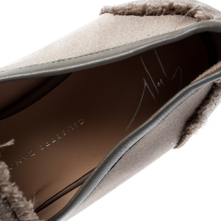 مملوكة مسبقًا Giuseppe Zanotti Beige Satin Letizia Crystal Embellished Loafers Size 36
