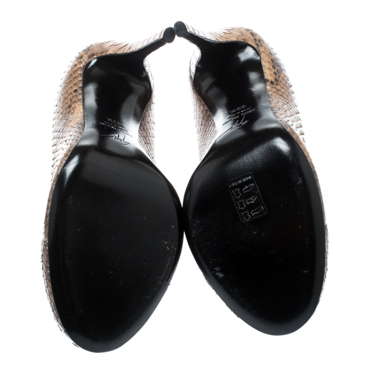 Pre Owned Giuseppe Zanotti Two Tone Python Leather Pumps Size 39.5