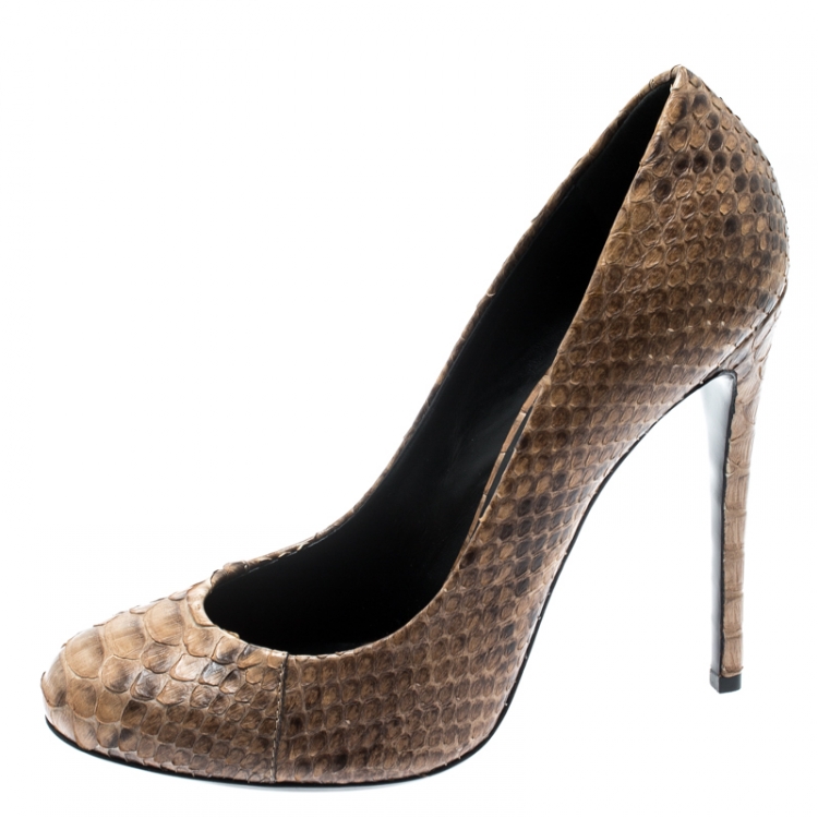 Pre Owned Giuseppe Zanotti Two Tone Python Leather Pumps Size 39.5