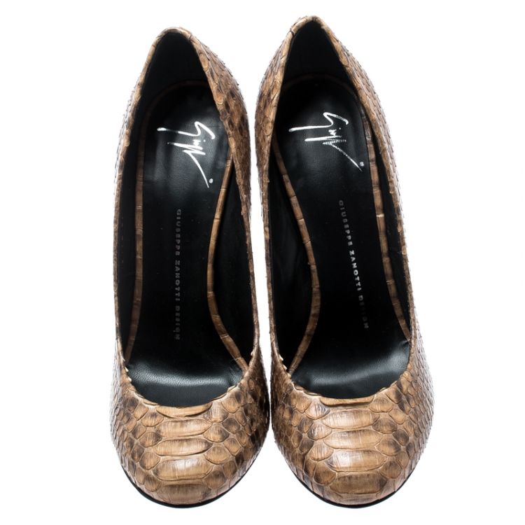 Pre Owned Giuseppe Zanotti Two Tone Python Leather Pumps Size 39.5