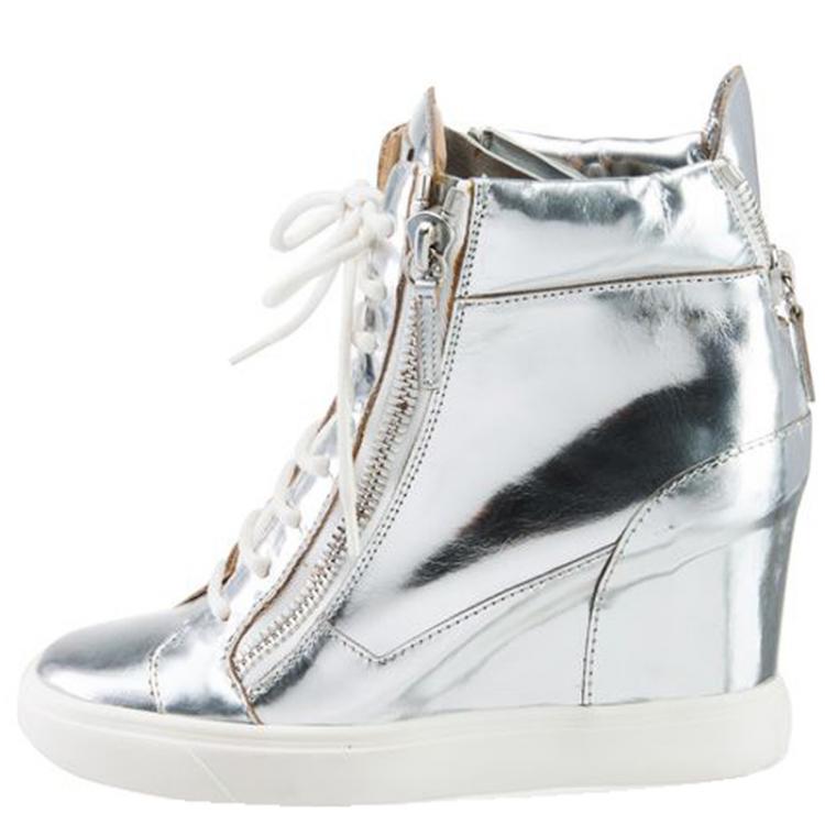 wedge sneakers silver