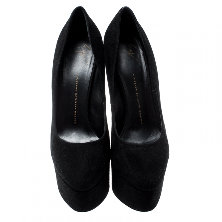 Pre Owned Giuseppe Zanotti Black Suede Platform Pumps Size 40