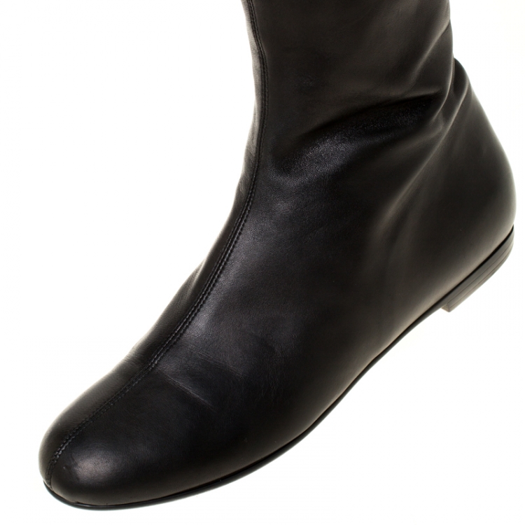 Pre Owned Giuseppe Zanotti Black Leather Over The Knee Boots Size 39.5