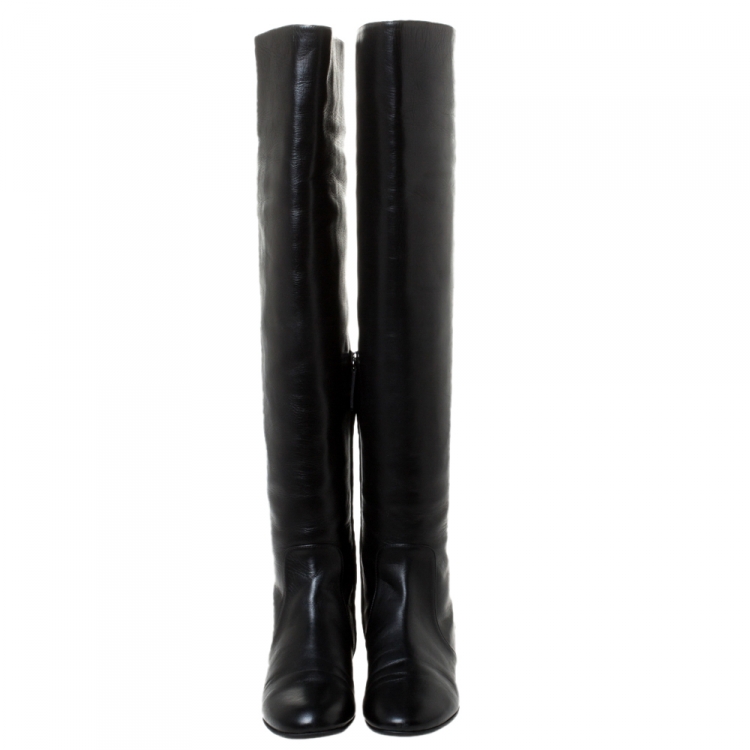 مملوكة مسبقًا Giuseppe Zanotti Black Leather Over The Knee Boots Size 36