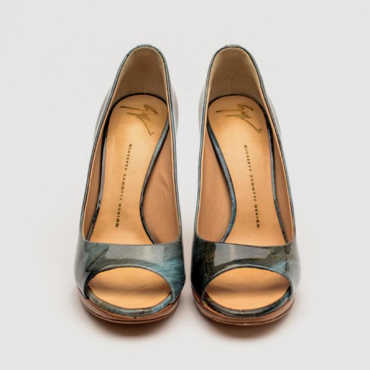 Pre Owned Giuseppe Zanotti Taz 100 Plato Sand Peep Toe Pumps Size 39