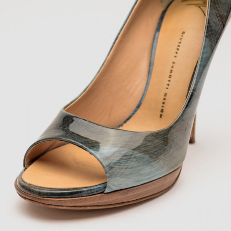 Pre Owned Giuseppe Zanotti Taz 100 Plato Sand Peep Toe Pumps Size 39