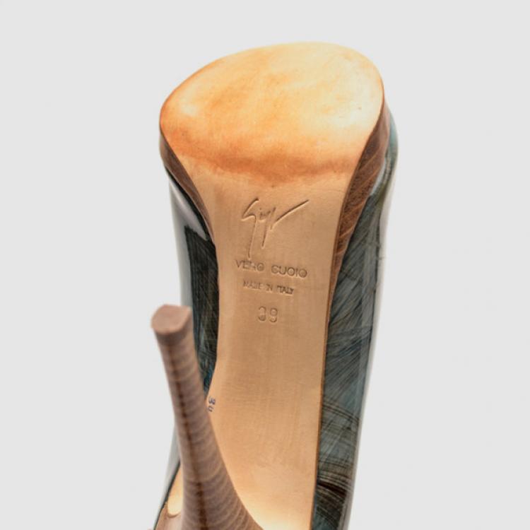 Pre Owned Giuseppe Zanotti Taz 100 Plato Sand Peep Toe Pumps Size 39