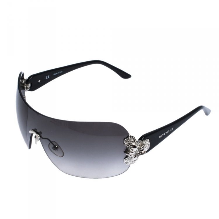 Pre Owned Givenchy Black Gradient SGV 436S Shield Sunglasses