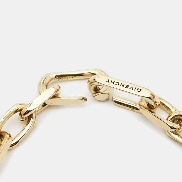 Pre Owned Givenchy Pad Lock Gold Tone Necklace