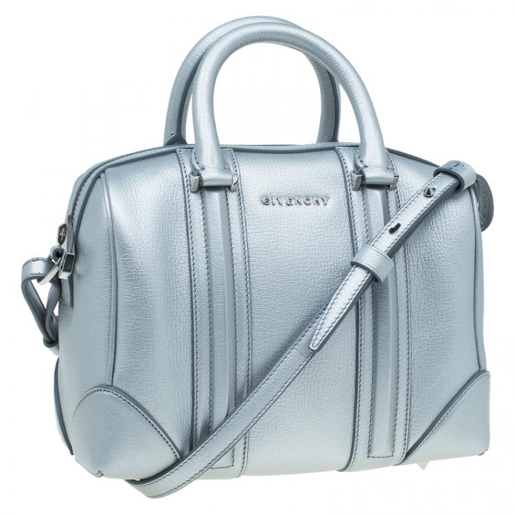 Pre Owned Givenchy Silver Leather Mini Lucrezia Duffel Bag