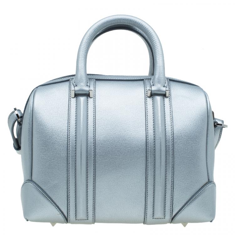 Pre Owned Givenchy Silver Leather Mini Lucrezia Duffel Bag