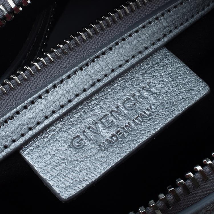 Pre Owned Givenchy Silver Leather Mini Lucrezia Duffel Bag